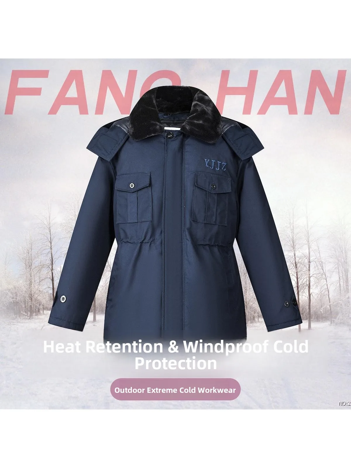 

Thickened Medium-Length Coat Detachable Waterproof Reflective Strips Multi-Functional Ladies Workwear Cotton Jacket for Emerg...