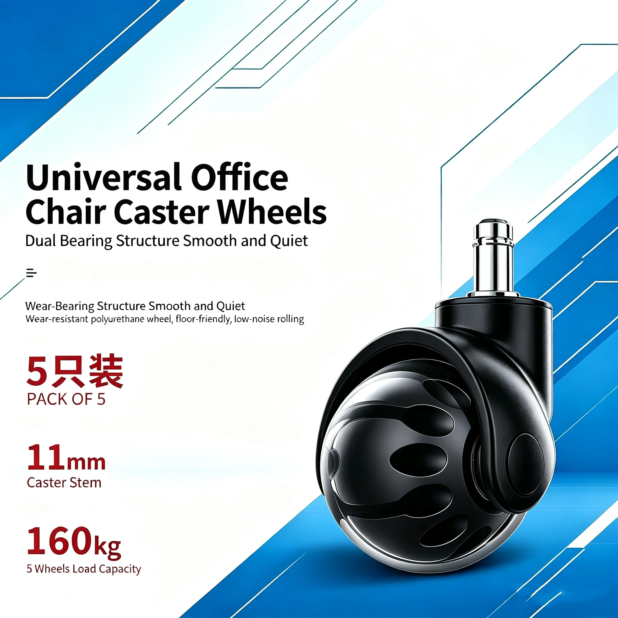 (5 ชิ้น) ล้อเก้าอี้สำนักงานแบบ - Furniture Screw Type บทวิจารณ์และราคา