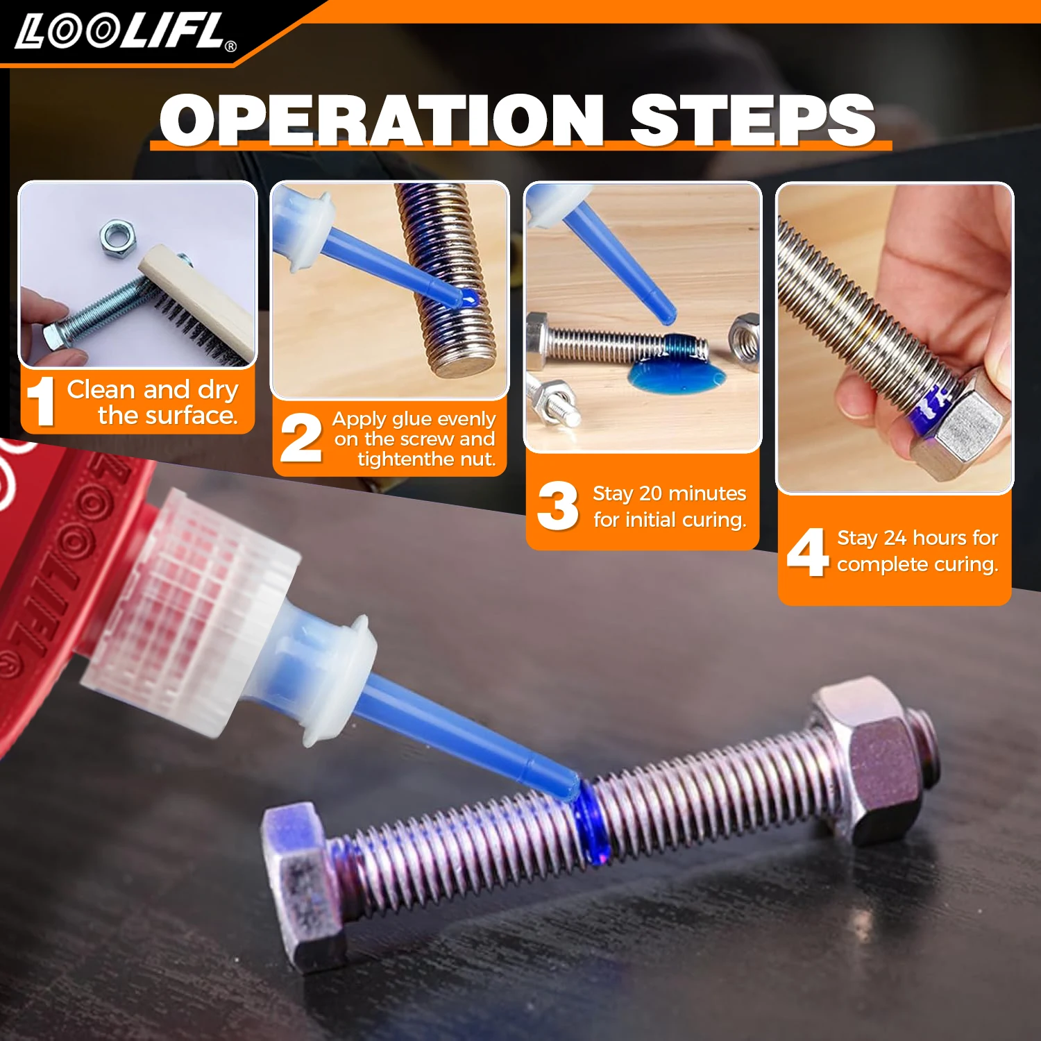 LOOLIFL 243 Mittelstarke Schraubensicherung im Großhandel – abnehmbarer Klebstoff für Muttern, Bolzen und abnehmbare Gewindebaugruppen