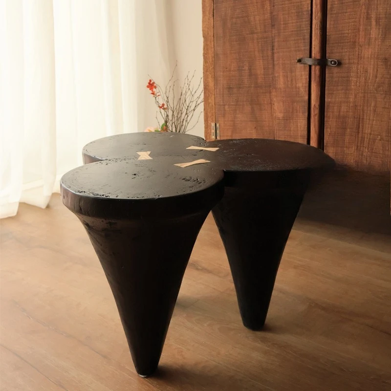 Cloud coffee table, retro round special-shaped dining table dual-purpose living room, homestay artistic small apartment log