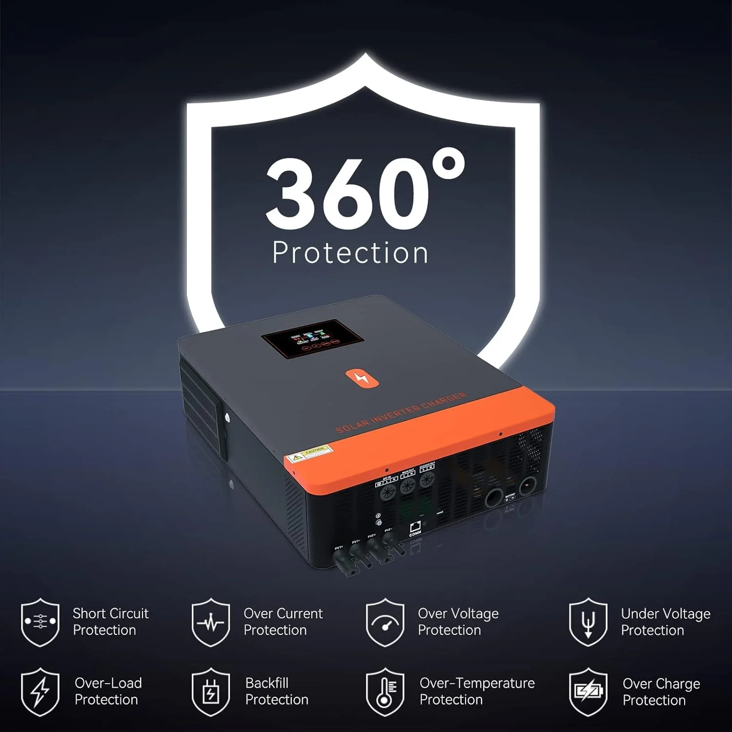 PowMr LCD Display 1.6KW 2.5KW 12V Pure Sine Wave Solar Inverter 230V AC Output Solar Inverter With MPPT 80A Controller