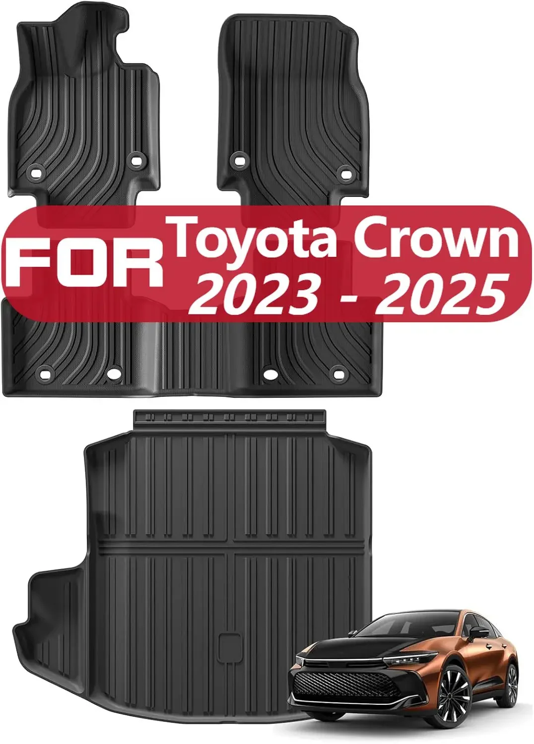 

Floor Mats Cargo Liner For 2023 2024 2025 Toyota Crown All Weather Trunk Cargo Mat Accessories Boot Liner TPE Protective Pad