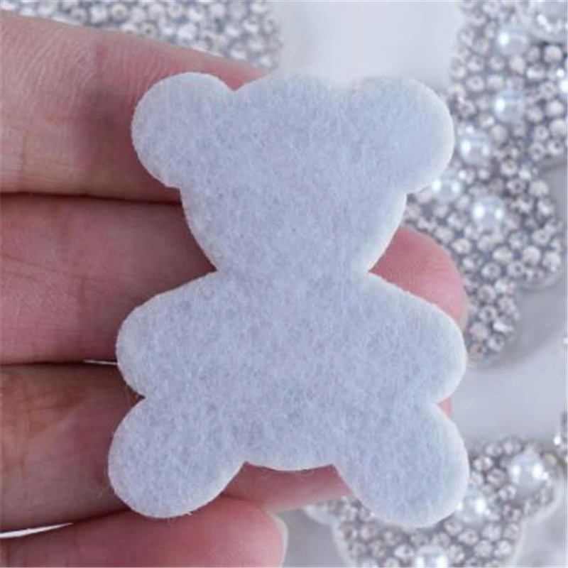 5pcs Little Bear Rhinestone Patches Glue on Patch for Clothing DIY Hand Embroidery Applique T-shirt Jacket Deco