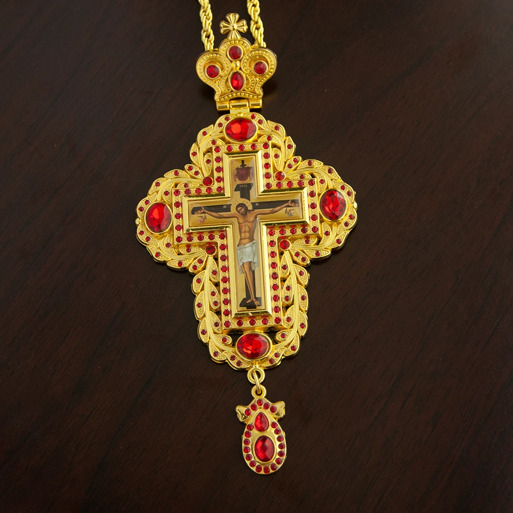 

Orthodox Jesus Pendant, Orthodox Jesus Necklace, Zinc Alloy Gold-Plated Pendant, Cross on Priest's Chest, Religious Gift