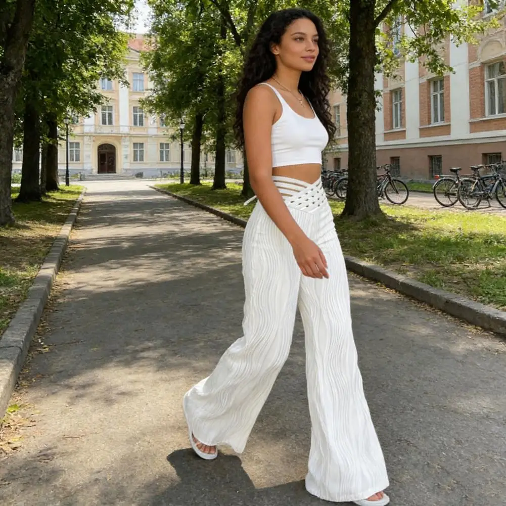 

Расклешенные брюки больших размеров для женщин с V-образным вырезом и высокой талией, брюки-клеш, повседневные жаккардовые брюки в стиле бохо, офисные женские брюки-клеш