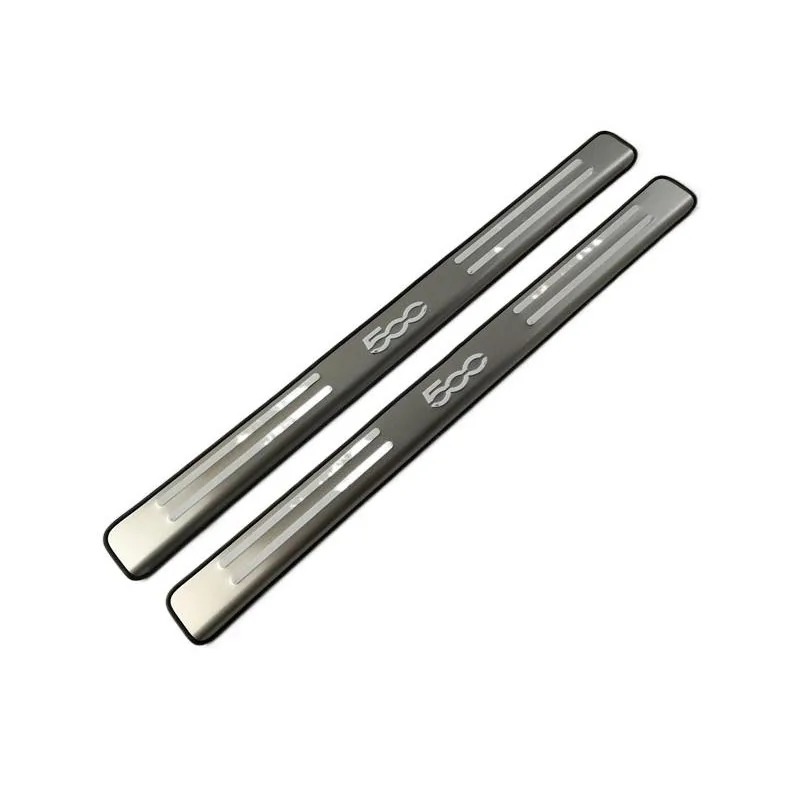 2PCS/LOT Stainless Steel For 2007-2015 FIAT 500 Auto Welcome Scuff Plate Cover Decoration Door Sill Pedal Car Accessories