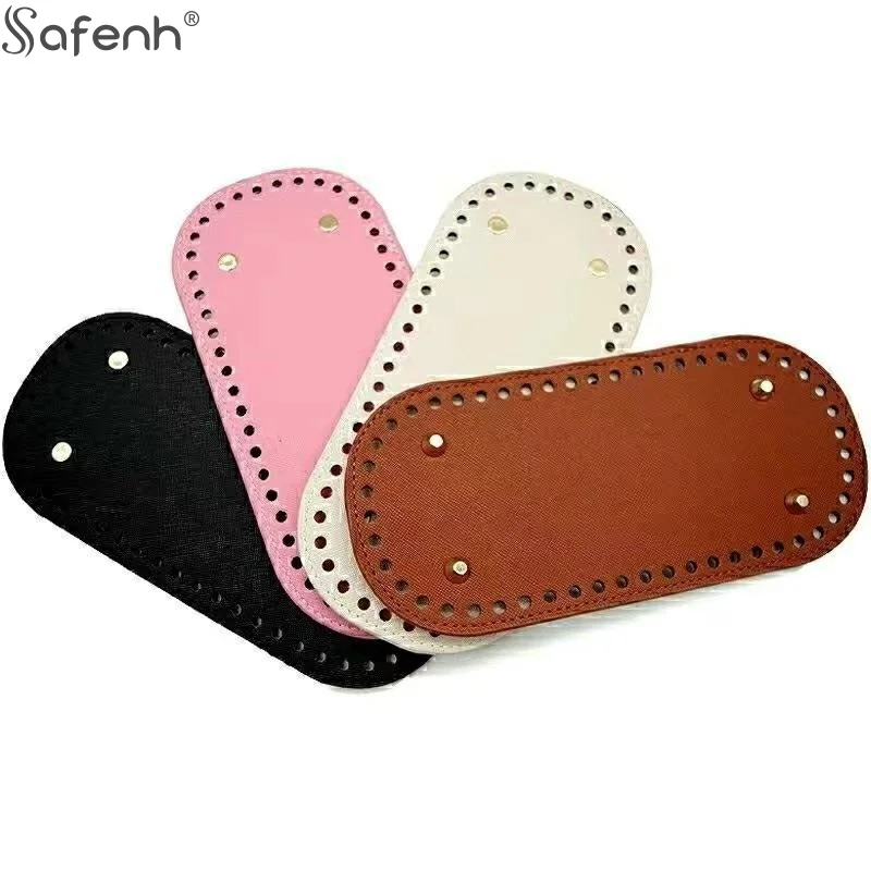 1 قطعة الجلود البيضاوي جولة القاع لحقيبة محبوكة حقيبة جلدية الملحقات اليدوية أسفل مع ثقوب Diy بها بنفسك حقيبة كروشيه القاع