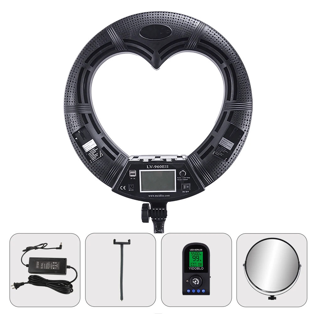 

Factory selling! Youtube Camera Light and Microphone Kit Love Ringlight 18'' 96w Led Lights with Remote Makeup Heart Shaped Lamp