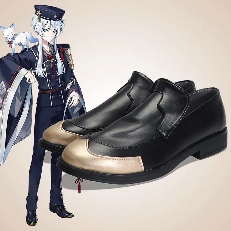 chaussures-de-cosplay-anime-touken-ranbu-online-hakusan-yoshimitsu-bottes-courtes-noires-en-cuir-pu-pour-carnaval-d'halloween