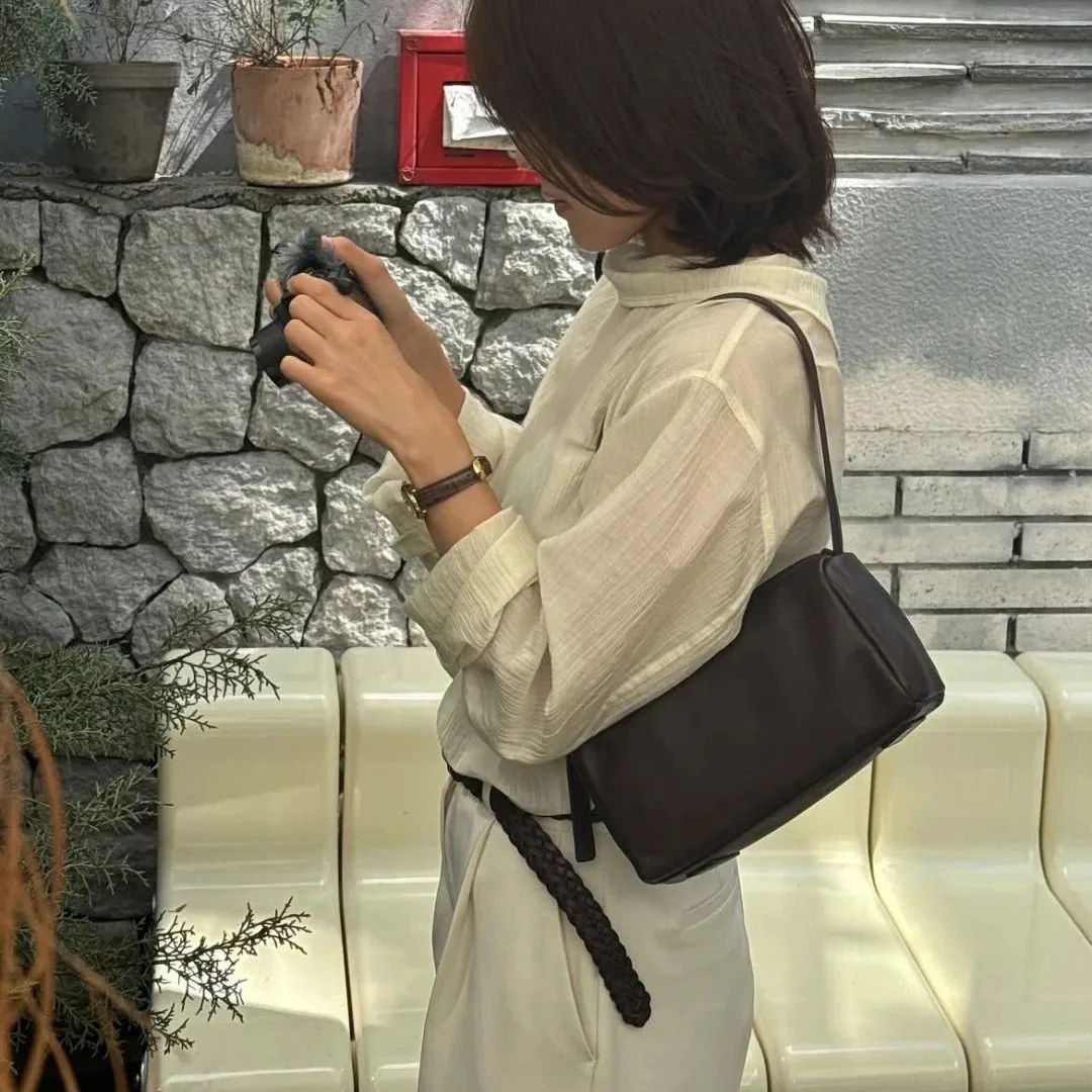 

Trendy 2025 New Leather Underarm Bag Single oulder Bag Genuine Leather Crossbody Handbag Pen Holder Bag Simple Women's Bag