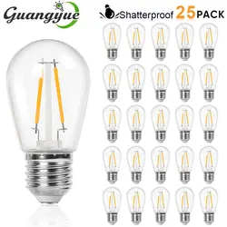 Shatterproof S14 Replacement Light Bulbs 1W 2W E27 Retro Edison Bulbs 220V 110V 2700K for Waterproof IP44 Outdoor String Lights
