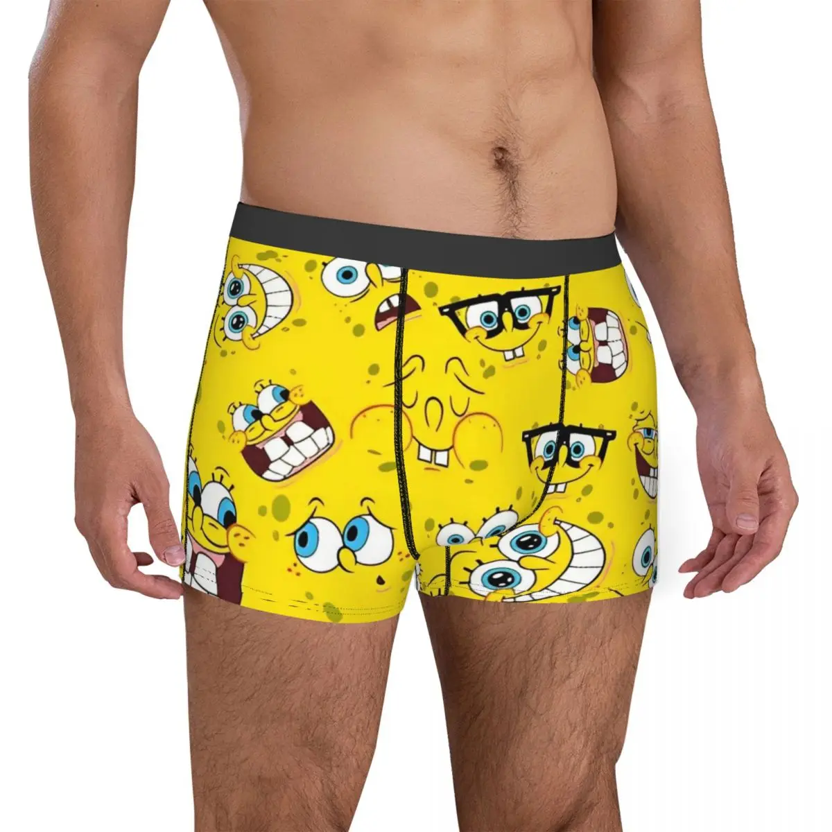 SpongeBobed Anime Cartoon Boxers Humorous Underwear Boxer Briefs Gag Gift For Men