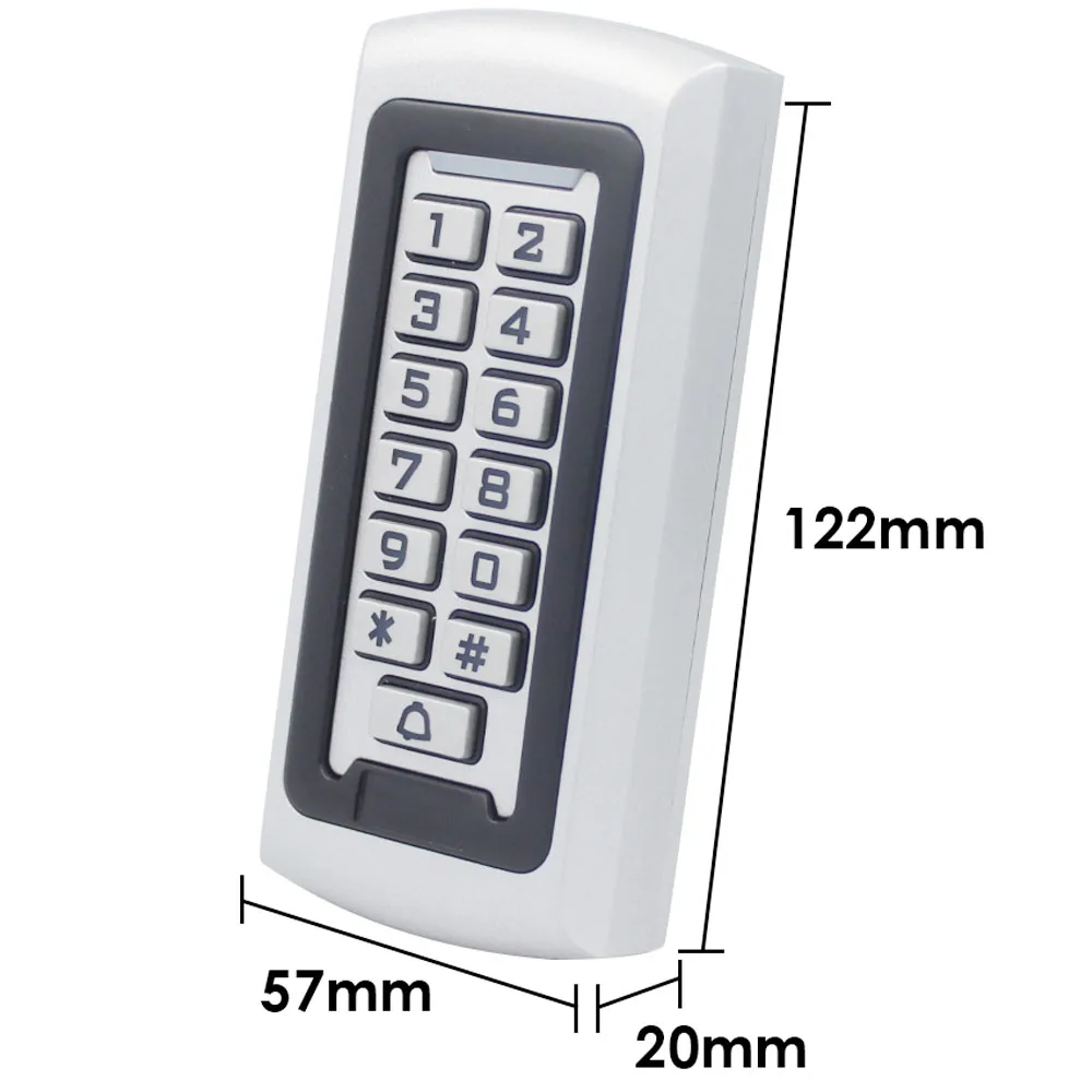 Metal Rfid Access Control Keypad With 1500 Users 125KHz Card Reader Keypad Key Fobs Door Access Control System WG Wiegand Reader