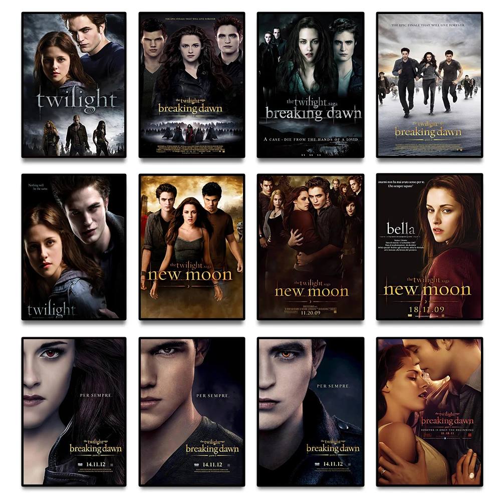 

The Twilight Saga Movie Series Twilight New Moon Eclipse Breaking Dawn Silk Painting Wall Poster Bar Cafe Room Home Decoration