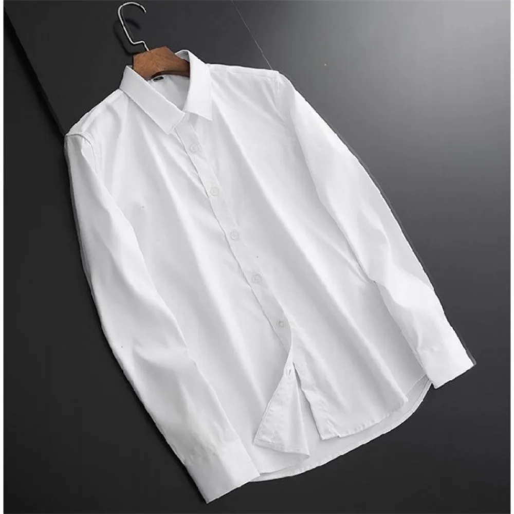 Premium Mens Long Sleeve Printed Shirt Silk Fabric Slim Fit Business Formal Office Party Casual Fashion Dressy Shirts