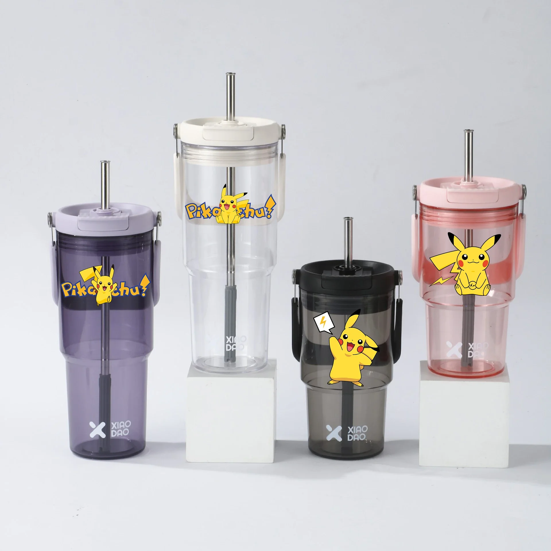 

Anime Pokemon Pikachu Kawaii Cartoon Lightning Portable Handle Cup Large Capacity Plastic Cup Straw Double Drinking Cup Gift