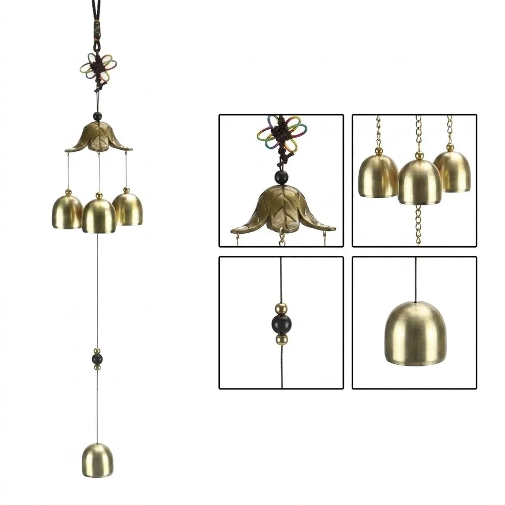 3 Bells Wind Chime Accessories Alloy+Plastic Bagua Decor Feng Shui Garden Home Outdoor Replacement Spare Parts