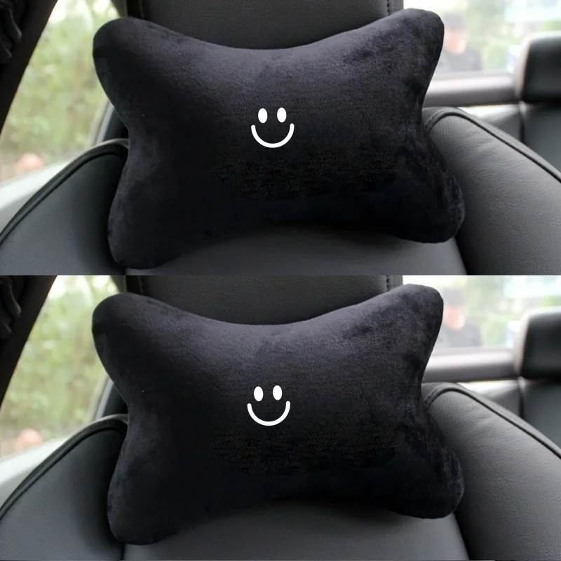 Smiley Face Car Seat Neck Pillow 2 One Pack, Special Soft Plush Material, Protect the Cervical Spine, Comfortable and Breathable