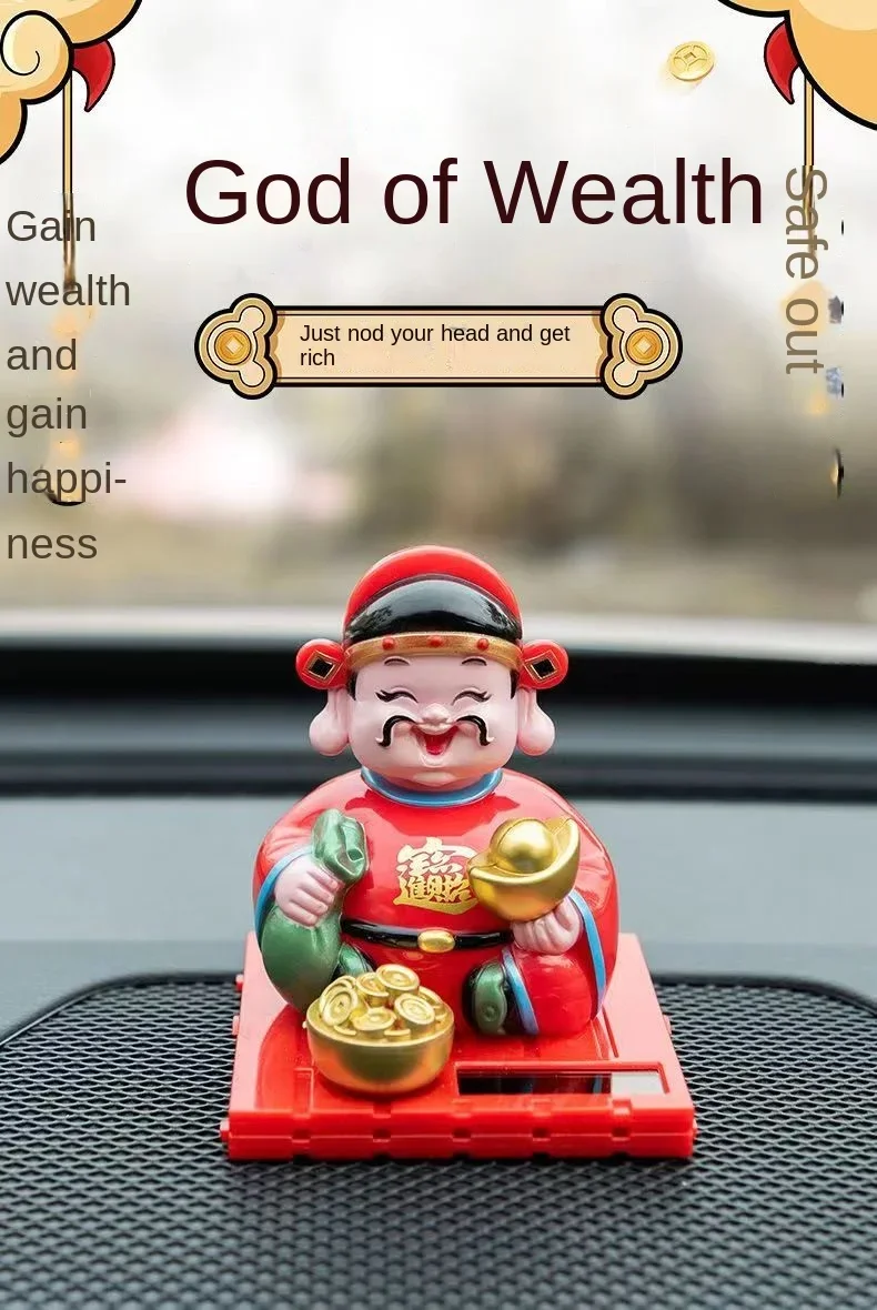 Car decoration solar wealth God nod to fortune doll creative home car decoration car decoration supplies