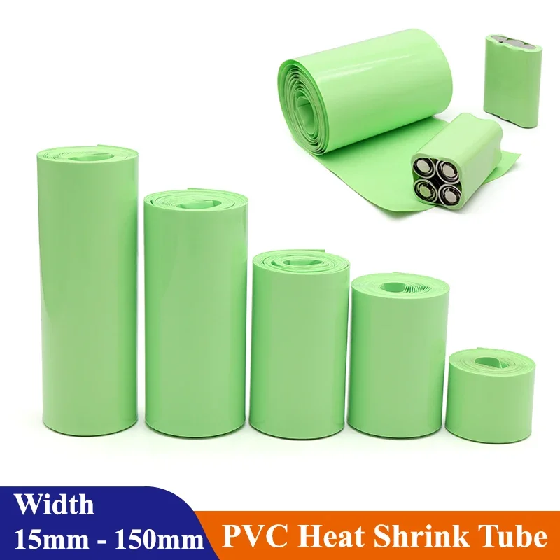 

1/3/5/20M 18650 Lipo Battery PVC Heat Shrink Tube Pack 15mm ~ 150mm Insulated Film Wrap Case Protection Cable Sleeve Fruit Green