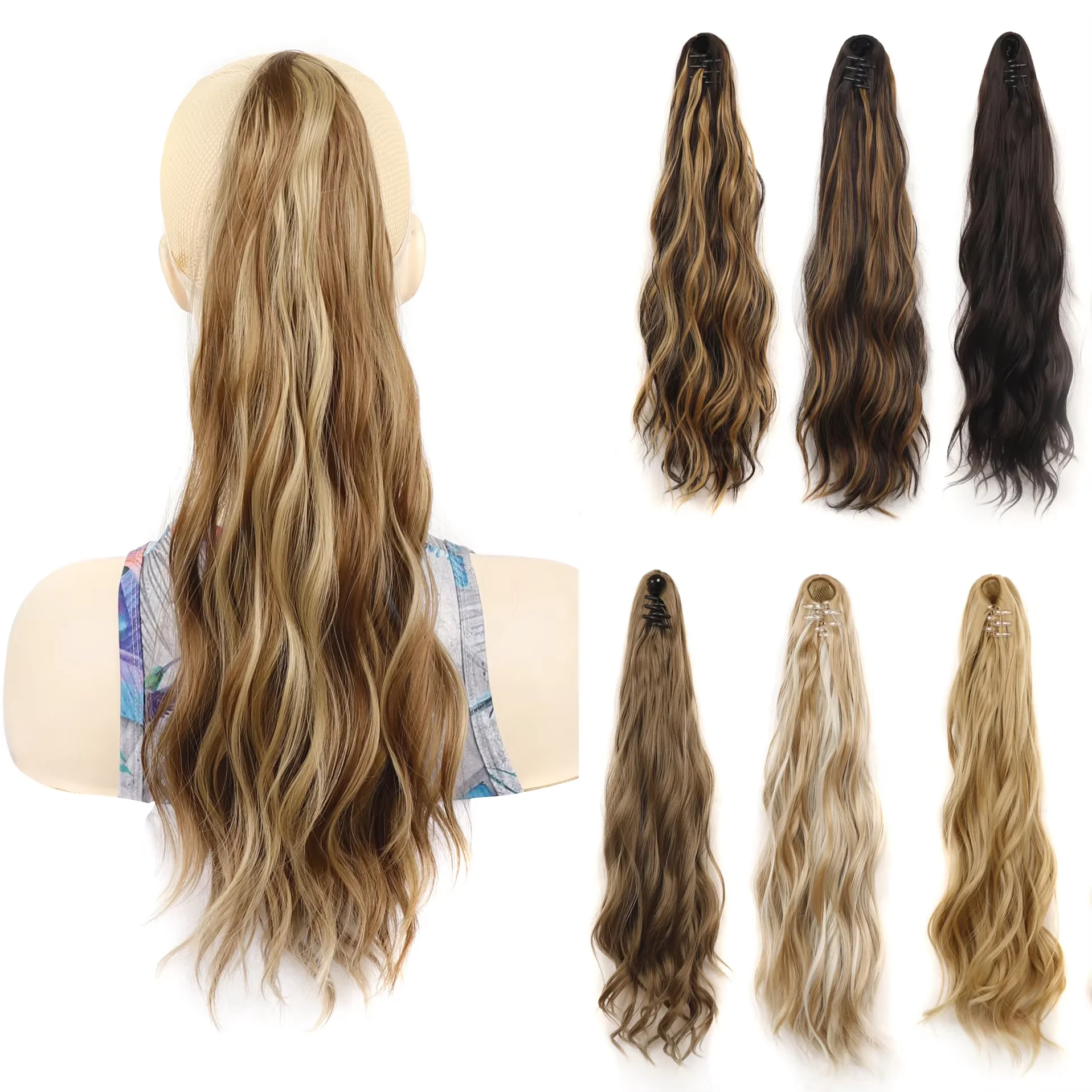 

Synthetic Ponytail Premium Deep Wave Claw Clip for Women, Featuring Thick Bouncy Curls and Soft Full Texture，Easy to wear