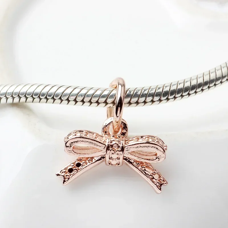 2024 New Bow Flower Bear Dangle Beads Fits European Pandora Charm Bracelet&Bangle DIY Women Jewelry Making