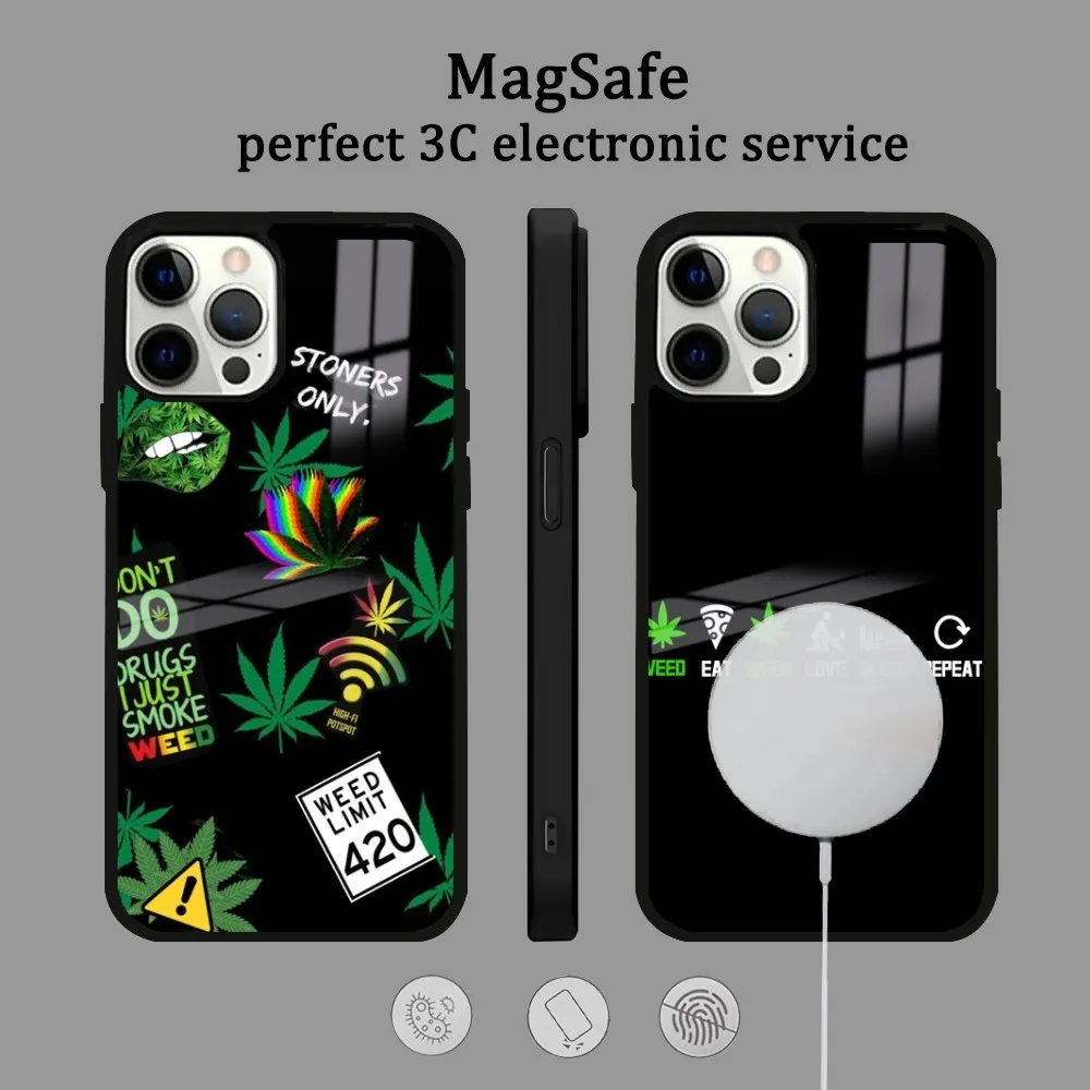 

Weed Leaf Pot Kush 420 Smoke Phone Case Anime For IPhone 16 15 14 13 12 11 Pro Max Plus Mini Magsafe Mirror Wireless Magnetic Co