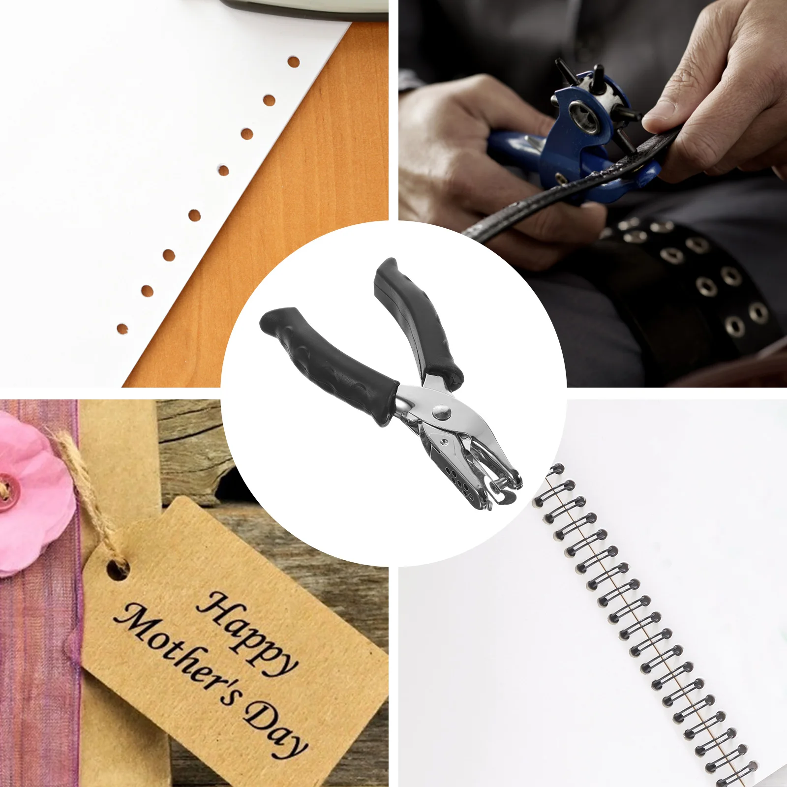 

Single Hole Punching Manual Small Paper Puncher Craft Strap Black Portable Child