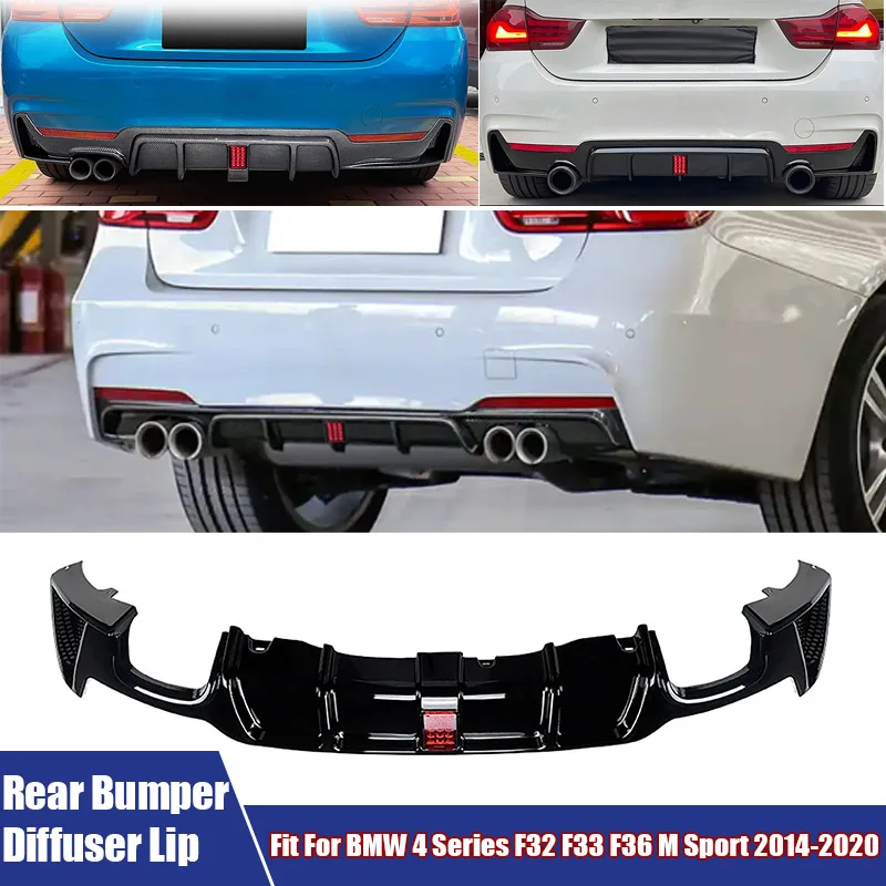 

Rear Bumper Diffuser Lip Spoiler Cover Modification Accessories With Light Fit For BMW 4 Series F32 F33 F36 M Sport 2014-2020