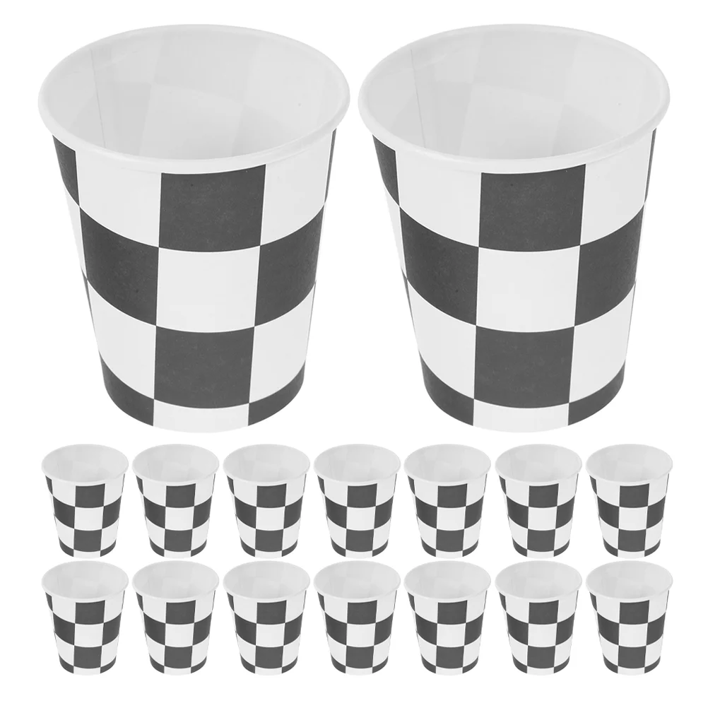 40pcs Racing Themed Cups Checkered Cups Paper Cups Disposable Beverage Cups for Party Wedding and Birthday Decorations 250ml