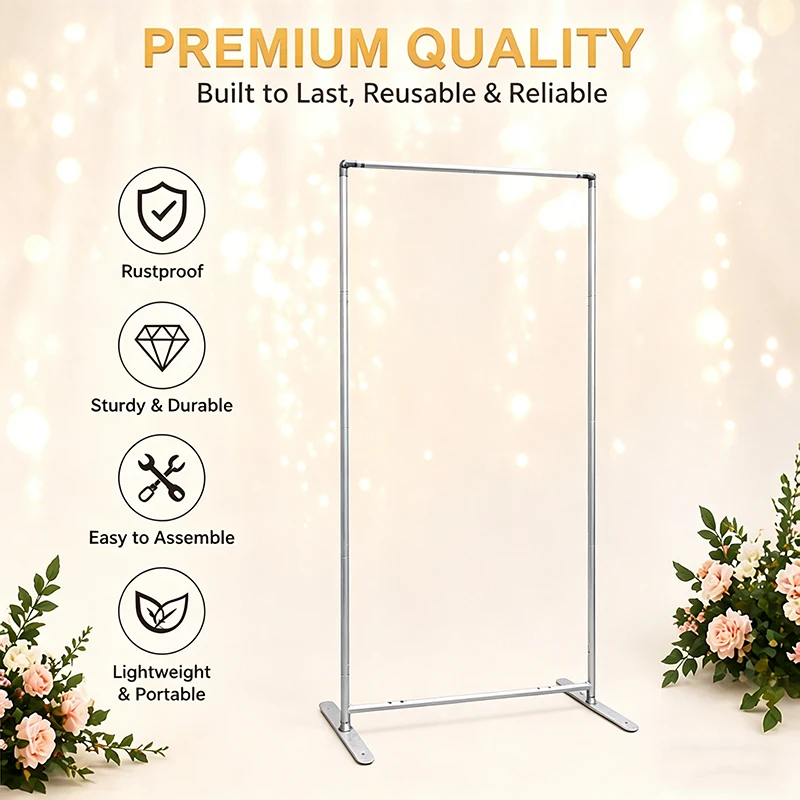 Aluminum Rectangular Display Stand, Party Backdrop, For Family Gatherings, Baby Showers, and Other Photo Backdrops