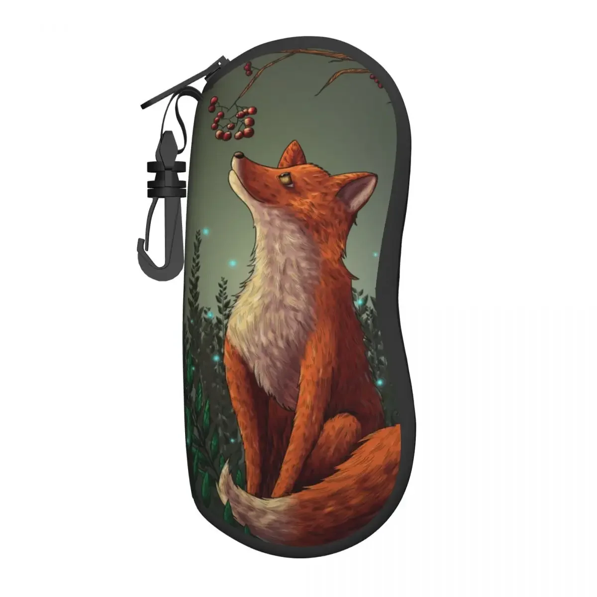 Portable Eyewear Case Cover Fox With Plant Frame Sunglasses Soft Glasses Box  Lanyard Zipper Eyeglass Protector