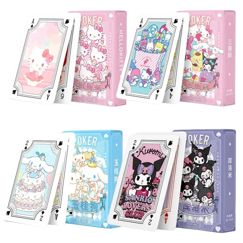 

Игровая колода Sanrio Anime - Hello Kitty, Kuromi и Cinnamoroll, покерная колода для детей, веселая настольная игра и подарок в стиле манга