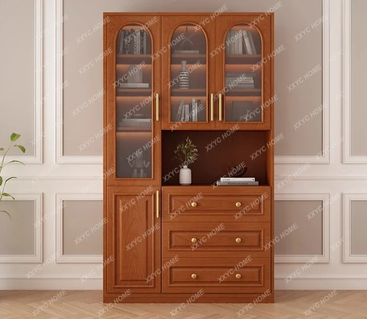 Cherry wood bookcase vintage simple home study storage cabinet
