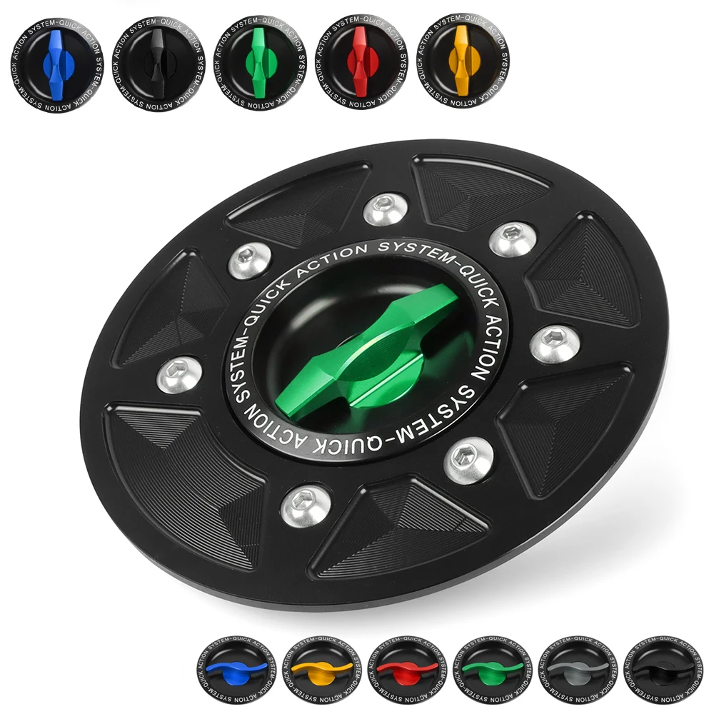 

Keyless Quick Release Motorcycle Tank Fuel Caps Case Gas Cover For Kawasaki Z650 Z750/R Z800 Z1000/SX EN-6R ZX-6R ZX-10R Z900/RS