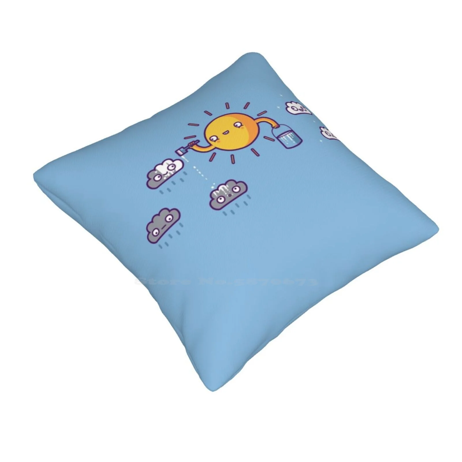 Brighten Up Home Sofa Car Cushion Cover Pillowcase Cool Fun Colour Sun Cloud Randyotter Blue Happy Silly Kids