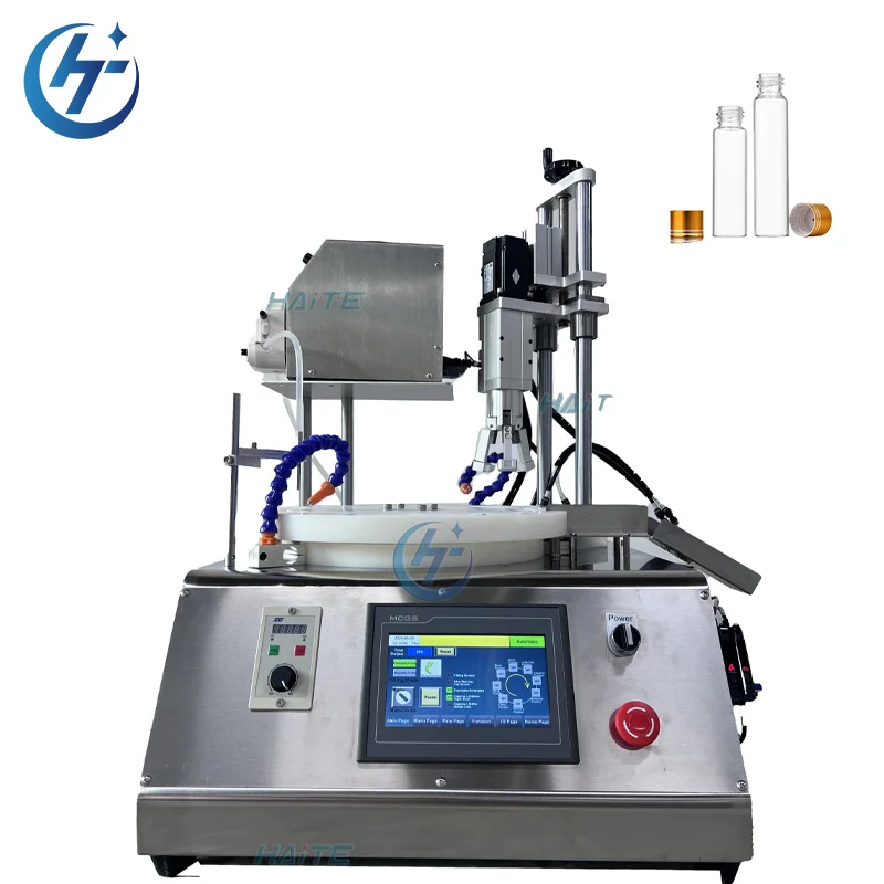Monoblock1 Head Peristaltic Pump Metal Plastic Caps Vial Solvent Bottle Filling Capping Machine