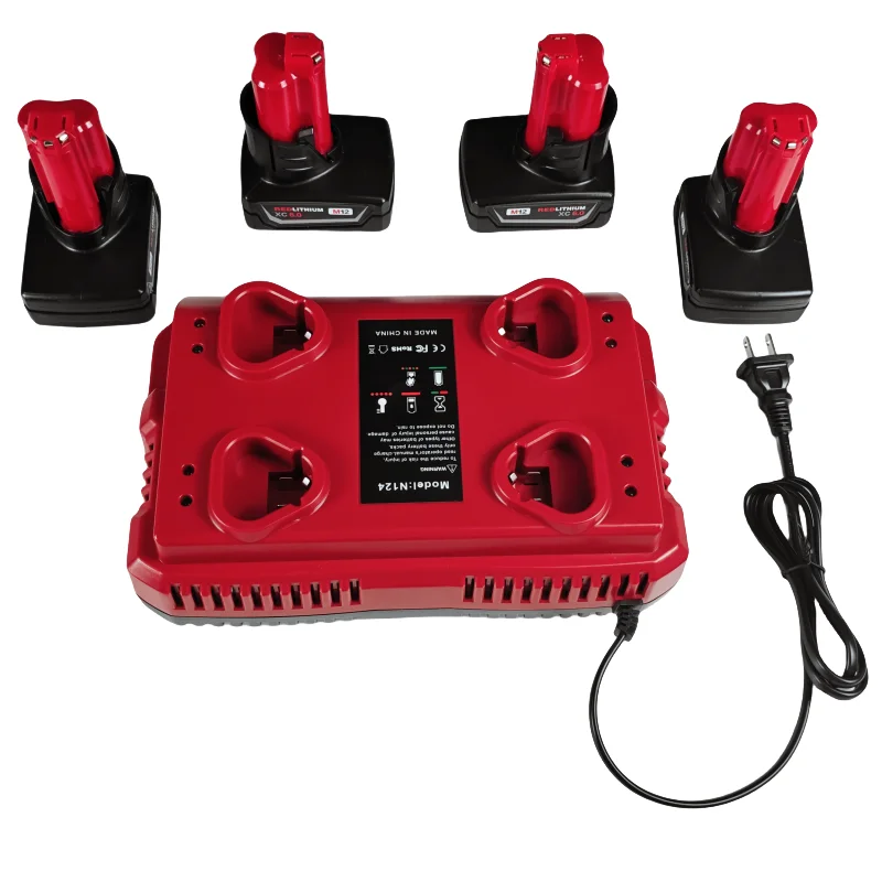 

Быстрое зарядное устройство с 1/2/4 отсеками для аккумулятора Milwaukee M12 и M18 (10,8–18 В) | Сменные глобальные вилки (США/ЕС/Великобритания/Австралия) | Вход 100-240 В