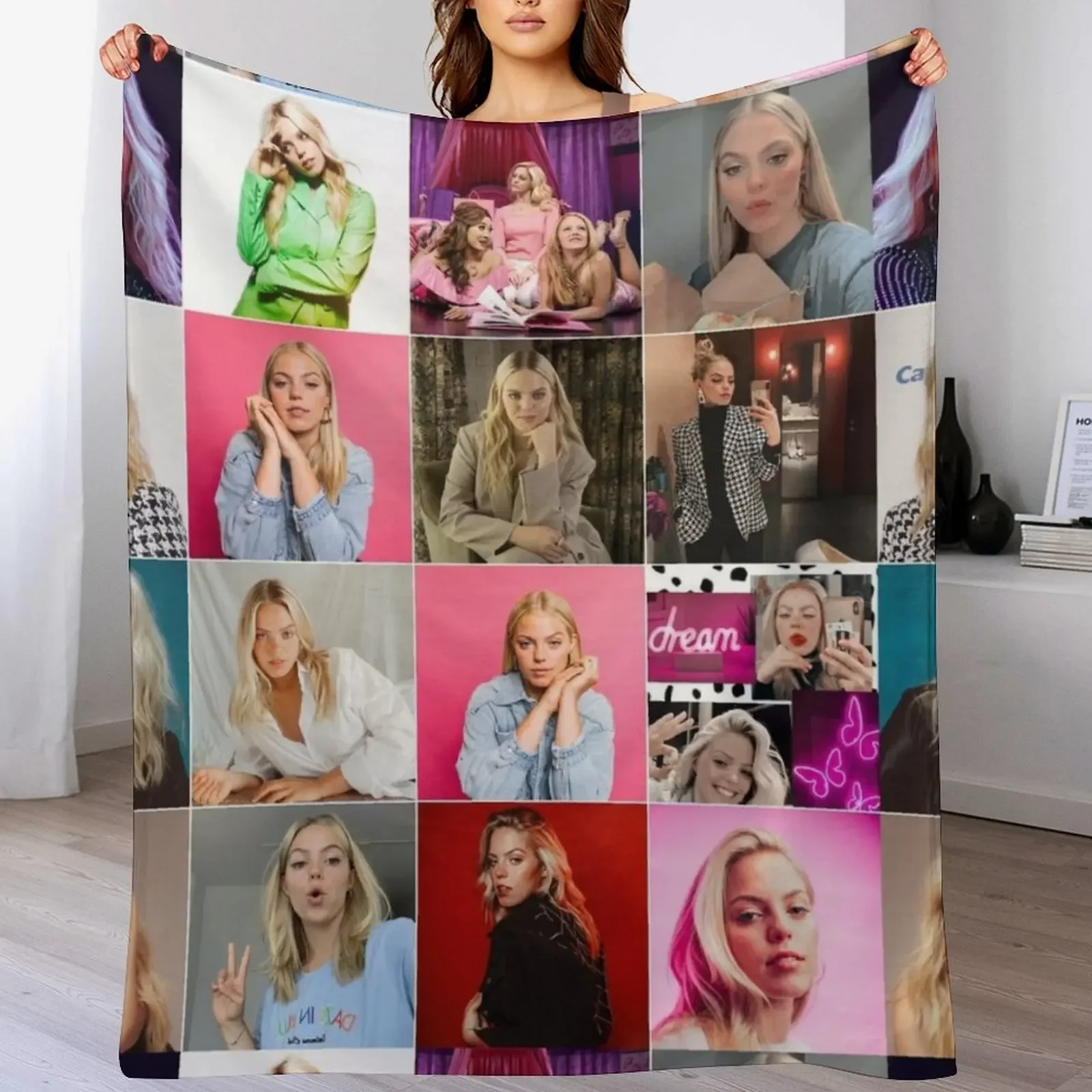 Reneé Rapp American actress Beautiful Aesthetics Ultimate Mural / Collage Edit Fan Art - 1 Throw Blanket