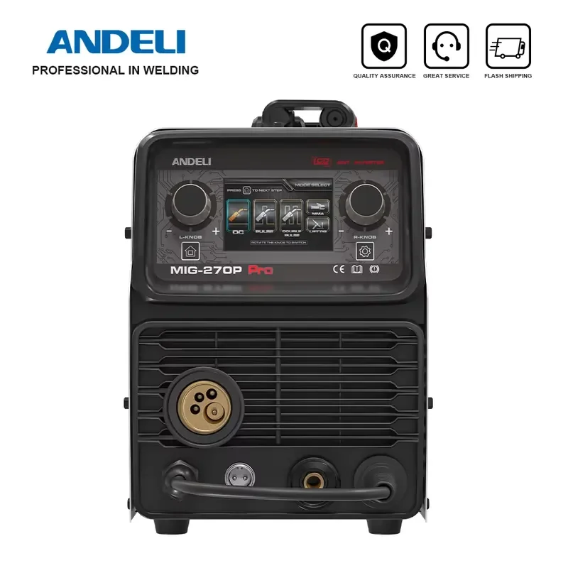 ANDELI 220V MIG Welding Machine LCD Screen Double Pulse MIG Lift TIG MMA Spool Aluminum Welding DC Semi-automatic MIG