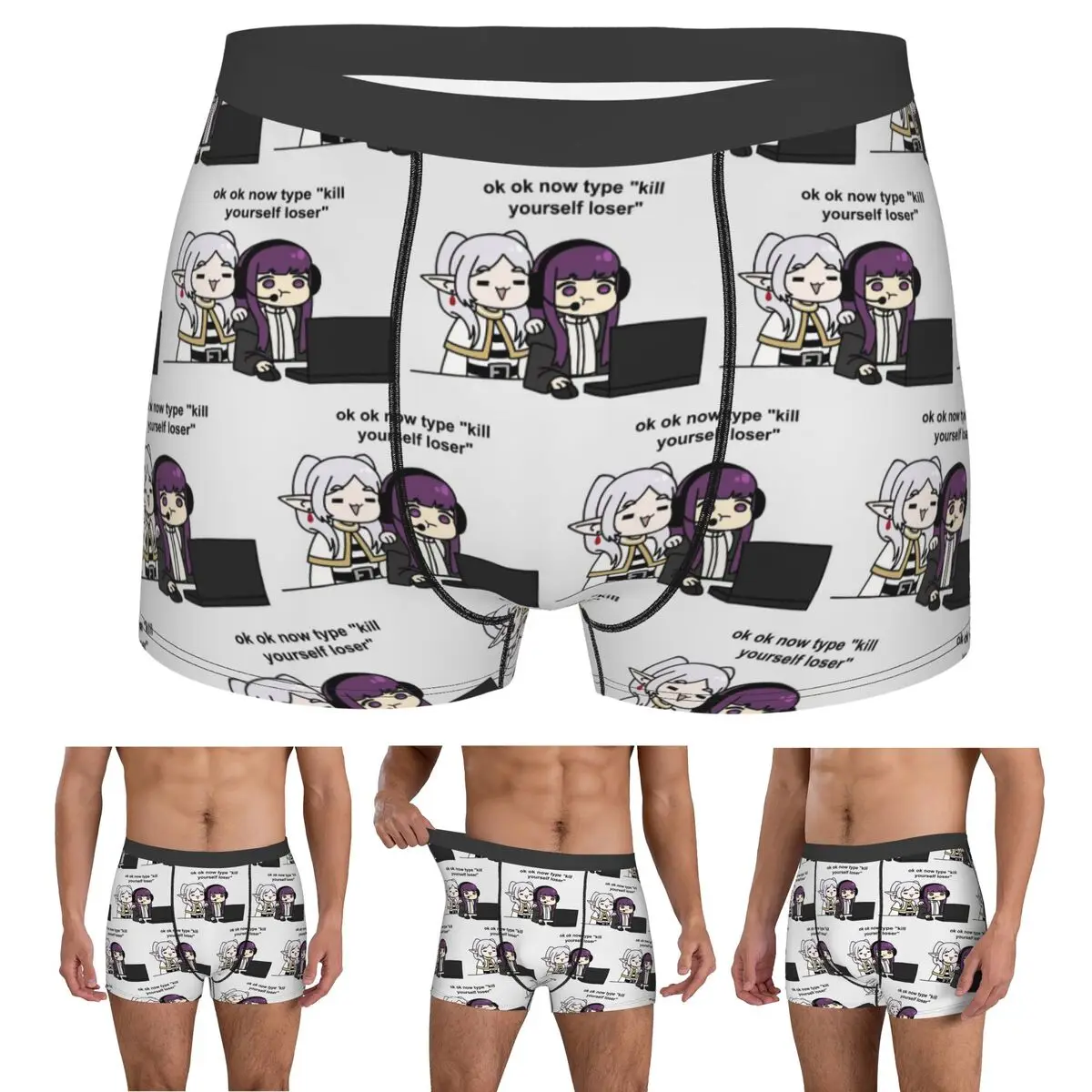 Boxer Underpants Shorts Gamer Fern And Frieren Classic Panties Men's Soft Underwear for Homme Man Boyfriend Gifts