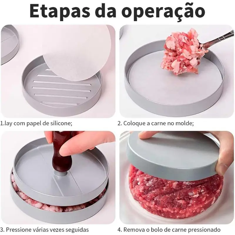 Non Stick Aluminum Burger Press With Ergonomic Wooden Handle Perfect For Home Kitchen Backyard Barbecue