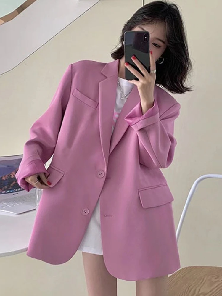 Imagem -02 - Blazer Elegante e Casual Feminino Moda Coreana Manga Comprida Jaqueta Solta Roupas de Escritório Primavera Outono Novo Outerwears 2023