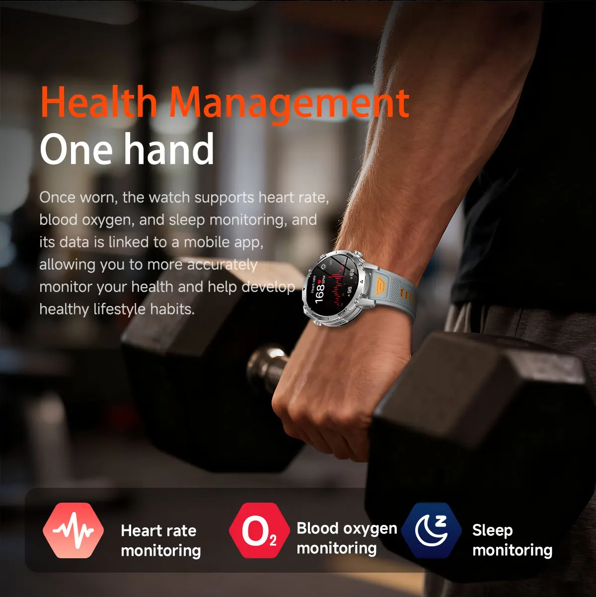 Robuste und langlebige 1400mAh Batterie Smartwatch für Herren Outdoor-Taschenlampe IPX8 Wasserdicht Herzfrequenzmessung Drahtlose Anruffunktion Sportarmbänder – Detail 21