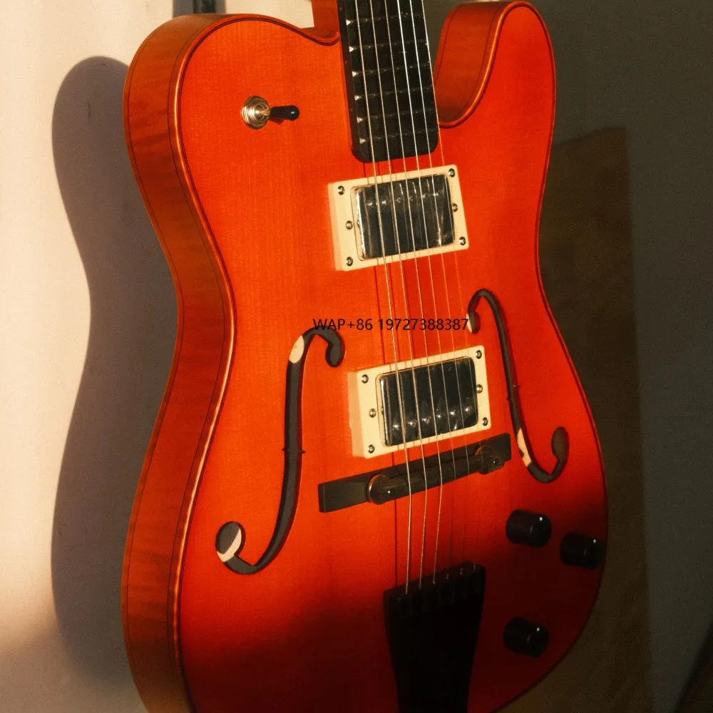 

For Violinstyle Customizable Electric Guitar for Type Carved Maple Spruce Top Jazz Hollow Body Archtop Ebony