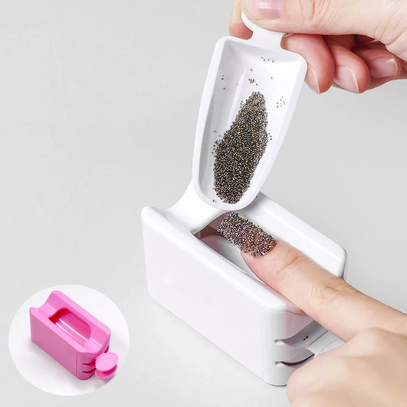 Buy in Bulk Pay One Shipping Fee Only 1 Piece Double Layer Nail Glitter Powder Recycle Box Nail Sequin Rhinestone Collector Case