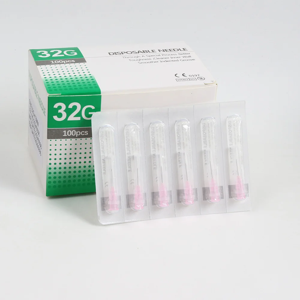 100 قطعة إبرة غير مؤلمة ثقب حقنة شفافة حقن الغراء واضح تلميح غطاء حقن الأدوية إبرة 1.5/2.5/4/6 مللي متر