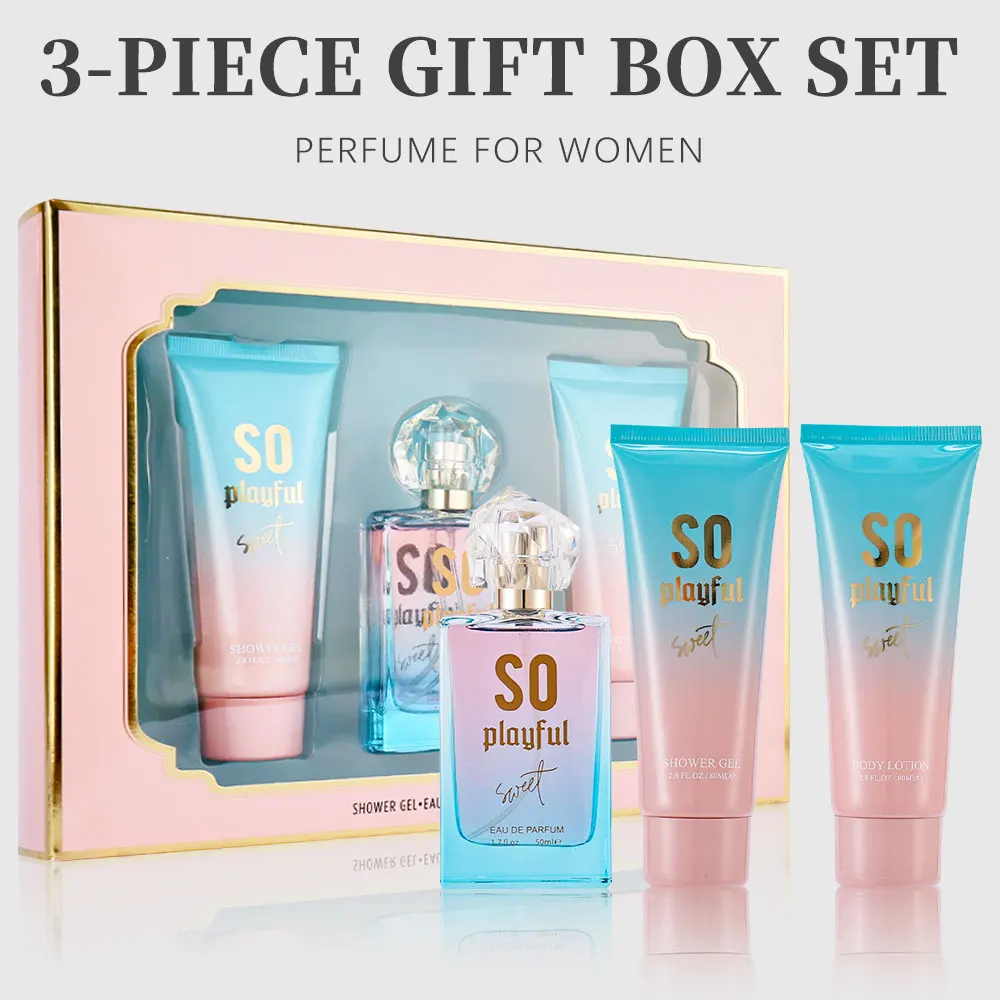 Bath and Body Gift Set for Women & Girls 1.7fl.oz Eau de Parfum Spray 2.8fl.oz Shower Gel 2.8fl.oz Body Lotion Women's Fragrance