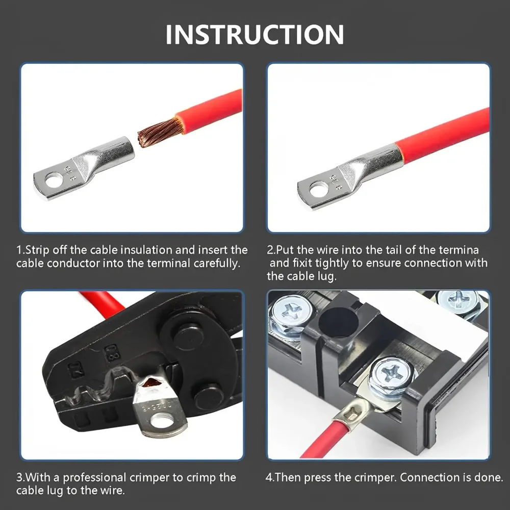 SC Tinned Copper Lug Ring Wire Connectors Bare Cable Terminals Set for Electrical Wiring