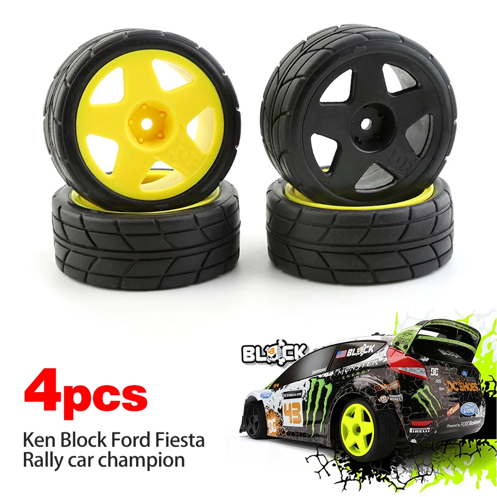 4PCS 65mm Rubber Tires Wheel Rim for 1/10 RC Rally Car HPI Tamiya Kyosho WRC Claw 43 Ken Block Fiesta Fifteen52 XV01 TT02